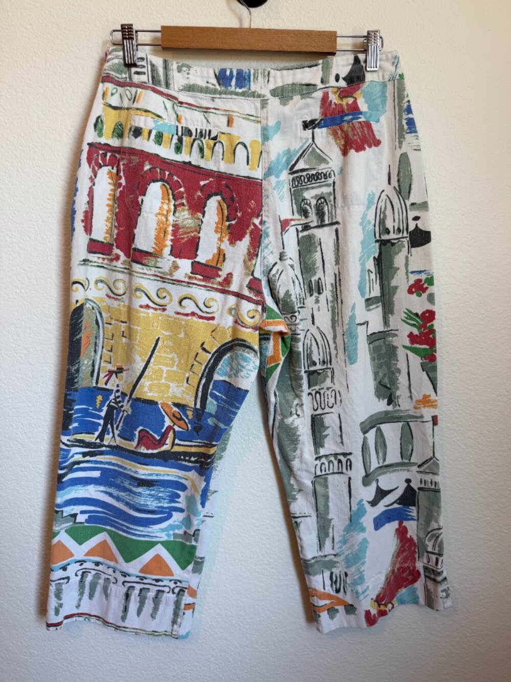 Vintage Chico's Italy Scenic Print Crop Pants Size 1.5 100% Cotton Capri Travel - Picture 5 of 6